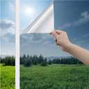 Haton Window Privacy Film One Way Window Tint for Home, Sun UV Blocking Reflective Mirror Film Heat Control, No Glue Static Cling See Out Not in Glass Door Covering, Silver, 17.5" x 157.4"