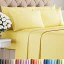 Queen 6 Piece Sheet Set - Comfy, Breathable & Cooling - Hotel Luxury Bedding for Women, Men, Kids, Teens and Children - 1 Flat & 1 Fitted Sheet & 4 Pillowcases w/ Deep Pockets - Wrinkle Free - Yellow