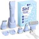 KINGTEE 5-in-1 Electric Bikini Trimmer for Women  IPX7 Waterproof Shaver, Cordless Body & Facial Razors for Women, Ceramic Blades, USB-C Rechargeable, Painless Hair Removal Kit (Blue)