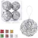ZHANYIGY 4.25" Silver Shatterproof Christmas Ball Ornaments, 4pc Set for Xmas Trees and Holiday Decor