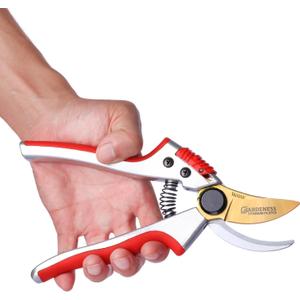 Gardeness Titanium Bypass Pruning Shears- SK5 Steel Garden Clippers For Gardening, Florist cutters-Floral Secateurs with Soft Comfort Grip Handles for Trimming Flowers, Branches, Shrubs and Plants