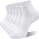 Lapulas Athletic Quarter Socks for Men Women, Cotton Mesh, Cushioned Arch Support, Non-Slip Running Ankle Design, 6 Pack (White, S)