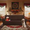 KEKUOU Stretch Oversized Sofa Slipcover 1 Piece Couch Sofa Cover (94"-110") Furniture Protector 4 Seater Sofa with Elastic Bottom for Kids,Pet.Jacquard Checked Pattern Fabric(X Large,Chocolate)