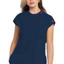 Med Couture Scrub Top Women Round Neck Tuckable with 2 Zipper Pockets with Rounded Hem MC703, S, Navy