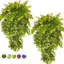 Lakiyfye Vine Plant Fake 4 Pcs Ferns Plants Yellow Large Faux Artificial Hanging Plants Wall Plants Fake Ivy Room Decor Home Garden Wedding Party Indoor Outdoor Decorations(Yellow)