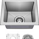 KRAUS Fairlane 15-inch Drop In/Top Mount Single Bowl 18-Gauge Stainless Steel Kitchen Bar Sink, KHT631-15
