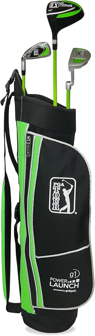PGA Tour Kids Golf Club Set for Ages 3-5 (3’6”-4’1”) – Left Handed Junior Beginner Starter Set with Driver, 7 Iron, Putter & Lightweight Stand Bag – Youth Golf Clubs for Boys & Girls by Golfgen