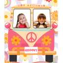 Hippie Photo Booth Props, Hippie Bus Prop Groovy Bus Photo Booth for 60'S 70'S Party, Hippie Party Decorations, Daisy Bus Photo Prop Two Groovy Birthday Decor, Groovy Photo Booth Frame - 59  39.4 in