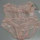 Avidlove Women Sexy Lingerie Sheer Lace Bodysuit V Neck Teddy Lingerie One Piece Mini Babydoll (Pink, XL)