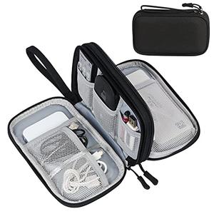 FYY Travel Cable Organizer Pouch Electronic Accessories Carry Case Portable Waterproof Double Layers All-in-One Storage Bag for Cord, Charger, Phone, Earphone Black, Small 