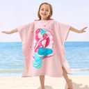 PINNKKU PINNKU Mermaid Beach Towel with Hood for 2-10 Years, Soft Absorbent Hooded Bath Towel for Boys Girls, Toddler Pool Swim Towel with Hood