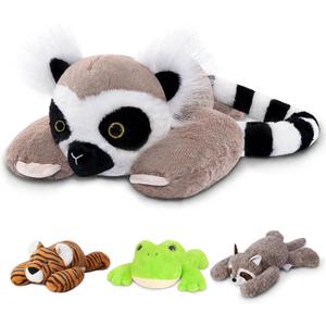 Niuniu Daddy 25" | 5lb Lemur Weighted Stuffed Animals for Kids & Adults, Large Weighted Plushies Pillow for Sleeping and Calming, Cute Lying Plush Toy Huggable Gift for Everyday Comfort