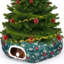Christmas Cat Tunnel Bed for Indoor Cats Under Christmas Tree Skirt Tube with Hanging Ball Plush Cat Cave, Washable Holiday Pet Gift Toy & Gift for Kittens(Pine Branch)