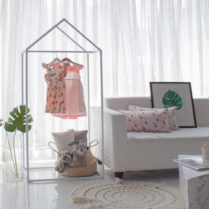 PETITE MAISON Kids Closet - Dress up Clothing Garment Rack, Hanging Costume Organizer with Cute House Frame, Handmade Premium Quality, 25'' x 17'' x 59'', Aluminum Super-Light, Large White
