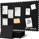 Wave Shaped Large Cork Board for Wall 36" x 24" Black Bulletin Board 6 Pack Felt Wall Tiles Self-Adhesive Removable Soft Wooden Boards for Home Office