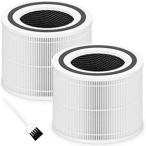 Core 300 Replacement Filter for LEVOIT Core 300 Core 300-P Core 300S Vortex Air Air Purifier, 3-in-1 H13 Grade True HEPA High-Efficiency Activated Carbon, Core 300-RF, 2 Pack, White