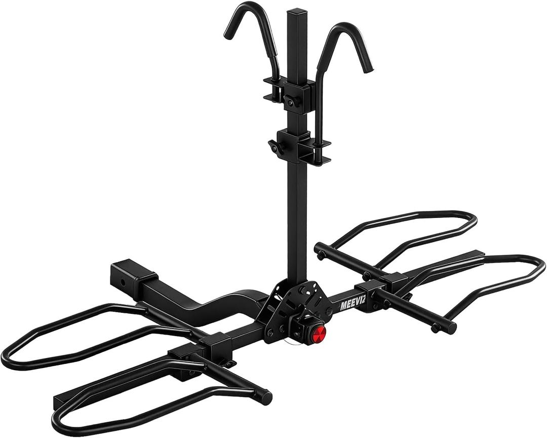 MEEVIZ 2-Bike Rack for Car Hitch, 160LBS Heavy Duty Hitch Mount Bike Rack for 2 Inch Receiver, Solid Platform Style Smart Tilt Bicycles Carrier for SUV, Truck, Electric Bikes, RV, Steady & Wobble-Free