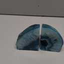 AMOYSTONE Agate Geode Bookends Heavy Duty Stone Book Ends Decorative Bookend Holder Home Office Decor with Rubber Bumpers Teal 1 Pair, 2-3 LBS