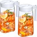 Amazing Abby - Slim Mini - 2-Pack Tritan Pitcher (48 oz), Unbreakable Plastic Water Pitcher with Lid, BPA-Free, Heat-Resistant, Dishwasher-Safe, Great for Both Iced and Hot Drinks, White
