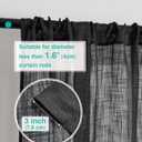 Home Queen Linen Look Tie Up Valance Curtain, Semi Sheer Balloon Valence for Home Decoration, Length Adjustable Drape for Living Room and Bedroom, 54 X 20 Inch, Black