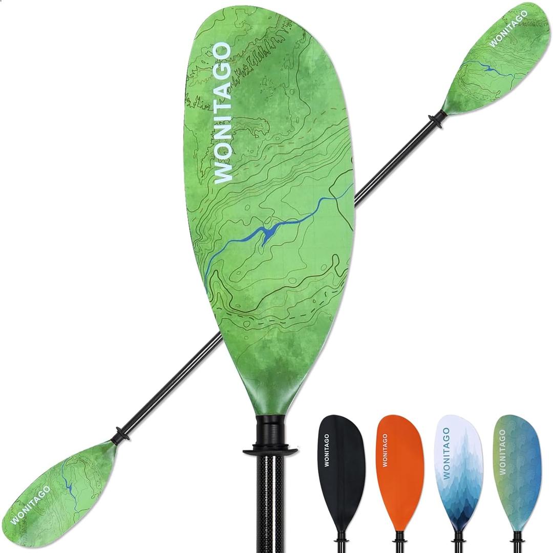 WONITAGO Adjustable Kayak Paddle with Carbon Fiber Shaft and Nylon Blade , Size 90-98"
