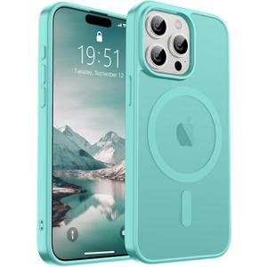SUPFINE Magnetic for iPhone 15 Pro Case (Compatible with MagSafe) (Military Grade Drop Protection) Translucent Matte Shockproof Phone Cover,Blue Green