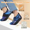 Besroad House Slippers for Women Men Comfy Barefoot Slippers Sock Furry Slip On House Shoes with Soft Rubber Sole for Bedroom Home Travel Yoga (7-7.5 Women/5.5-6 Men, Multi Ocean)