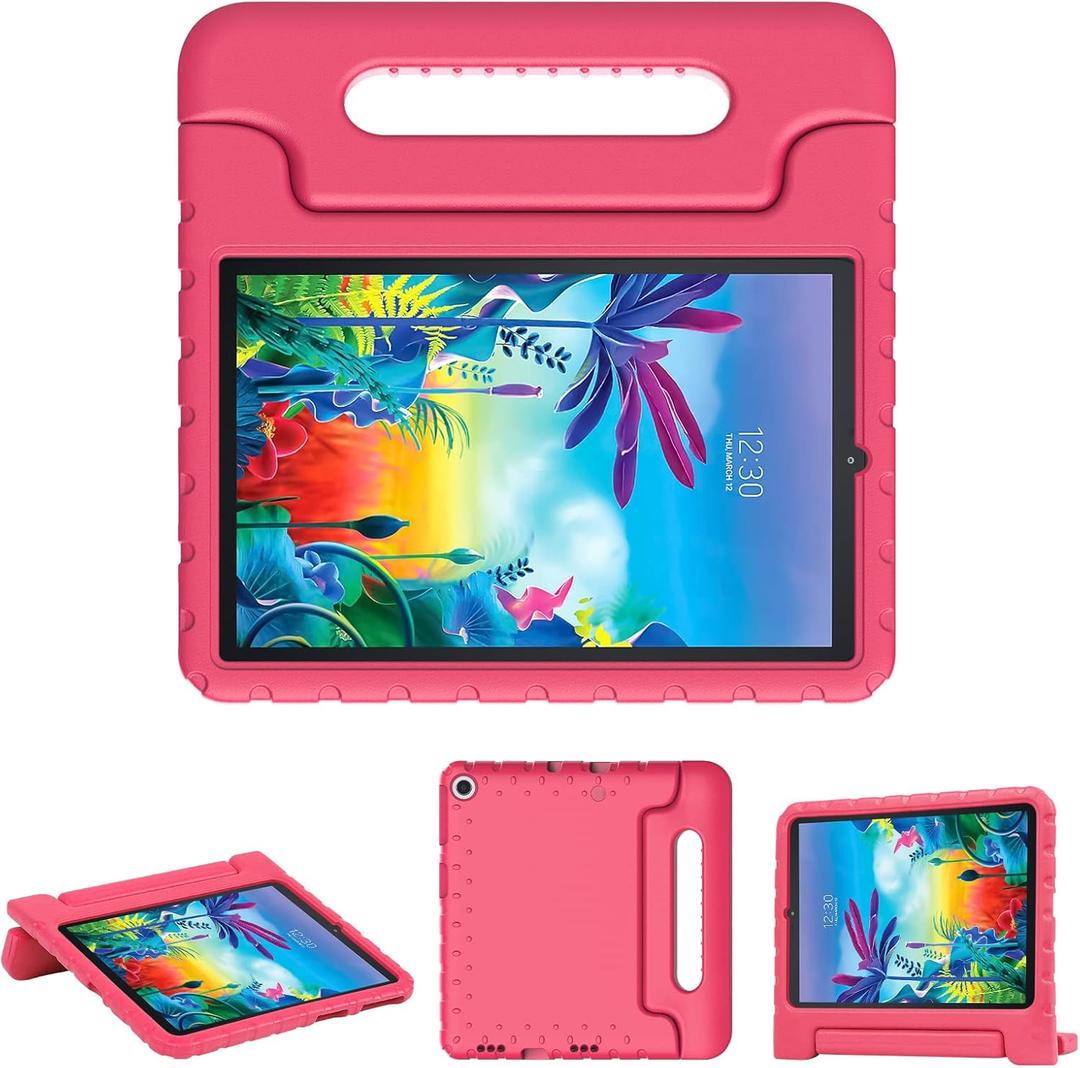 Kids Case for LG G Pad 5 10.1 Tablet, Shockproof Lightweight Convertible Handle Stand Kid-Proof Protection Cover for LG G Pad 5 LM-T600 10.1 Inch 2019 Released, Rose