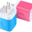 USB Wall Charger Block 2-Pack, 5V 1A Power Adapter for iPhone 14/13/12/11/XS/8 Plus, Samsung Galaxy S23/S22/S21/S10/S9, Google Pixel, USB Cube for Home Travel (Bluepurple)