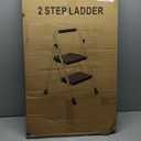 2 Step Ladder, Portable Steel Folding Step Stool with Wide Anti-Slip Pedal & Convenient Handgrip, 500lbs Sturdy Steel Ladder, White