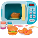 Microwave Toys Kitchen Play Set with Light Sound,Kids Pretend Play Electronic Oven with Play Food and 6 Color DIY Play-Dough for Children Ages 3+ Years (Blue)