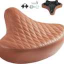 YLG Bicycle Seat Cushion, Wide Brown Bike Seat for Men and Women Comfort, Oversized Bike Saddle Cushion for Cruiser Peloton, Exercise and Electric Bikes