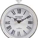 NIKKY HOME Vintage Table Clock with Handle, Shelf Desk Top Clock Battery Operated Rustic Design, Chic Home Decor for Fireplace Mantel, Desktop, Countertop, Distressed White