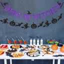 2 x Pre-Strung Drink Up Witches Banner, Glitter Happy Halloween Banner Decorations with Pumpkin Bat Witch Sign for Halloween Party Home Office School Indoor Wall Mantel Hanging Backdrop Garland Decor