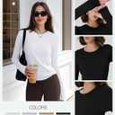 Oakgarden 4 Pack Women's Seamless Workout Shirts Long Sleeve Yoga Athletic Top Thumb Holes Raglan Crewneck Sports Running Tee (Large, Black, Bright Gray, White, Navy Blue)