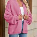 Saodimallsu Womens Open Front Cardigans Long Lantern Sleeve Oversized Chunky Knit Casual Fall Sweater Coat Pink (Pink)