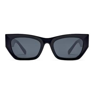 SOJOS Trendy Rectangle Cateye Sunglasses Womens Mens UV400 Fashion Chic Chunky Shades SJ2296, Black/Grey, Pack 2