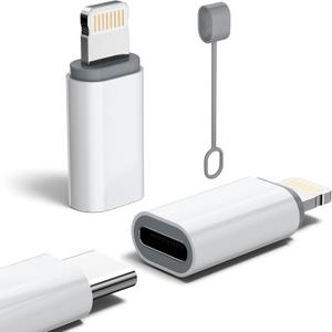 MFi Certified 27W USB C to Lightning Adapter (2 Pack) - Fast Charging Data Sync, Lightning to USB Type C Cable Adapter for iPhone14/13/12 Series, iPad, AirPods, with Anti-Lost Loop, Not for Audio/OTG