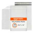 Amazon Basics Poly Bubble Self-Seal Mailers, Water-Resistant, Tear-Resistant, 10.5" x 16", White/Grey, 100-Pack