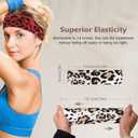 3 x DiyJibb Headbands for Women, Stretchy Non Slip Soft Cotton Cloth Hair Bands for Sports, Workout, Yoga and Running, 7pcs (Leopard Print
