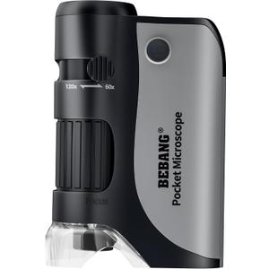 2 x BEBANG Pocket Microscope for Kids, Handheld Mini Microscope for Kids Adults with 5 Microscope Slides