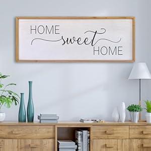 Home Sweet Home Sign Wall Decor 40”X15” Master Family Room Above Bed Beautiful Living Room Above Couch Sign Large Rustic Farmhouse Wood Framed Entryway Hanging Wall Art Decoration (Wood)