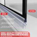Shower Door Bottom Seal Strips 2PCS, 36 Inch Long Ultra Clear Vinyl Seal Strips with Sweep for 1/2"(12mm) Thick Frameless Glass Door, to Stop Water Leak