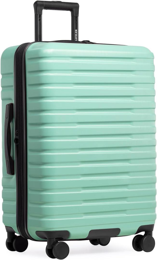 U.S. Traveler Boren Expandable Hardside Rugged Travel Luggage with 8 Spinner Wheels, Mint, Checked-Medium 26-Inch