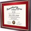 GMFrames 11x14 Wood Diploma Frame with Red Mat or Display 14x17 Certificates without Mat, Tempered Glass, Cherry Finish with Gold Trim