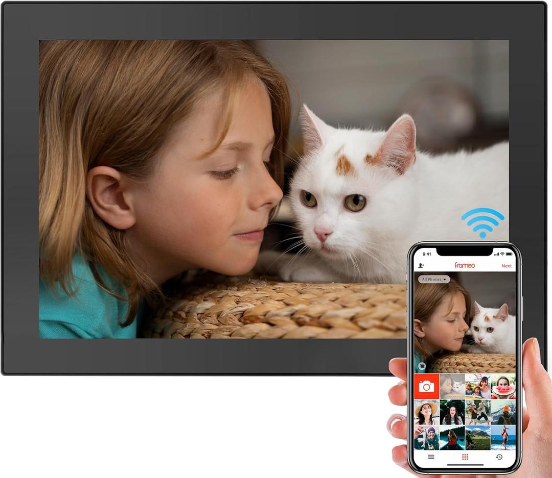 10.1 Inch WiFi Digital Picture Frame 1280x800 HD IPS Touch Screen, Smart Photo Frame, Auto-Rotate, Instantly Share Photos/Videos and Send Best Wishes from Anywhere(16GB, Black)