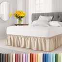 Wrap Around Dust Ruffle Bed Skirt - Cream - for Twin Size Beds with 24 Inch Drop - Easy Fit Elastic Strap - Adjustable Pleated Bedskirt w/Brushed Fabric - Wrinkle Free - for Women, Men, Kids & Teens