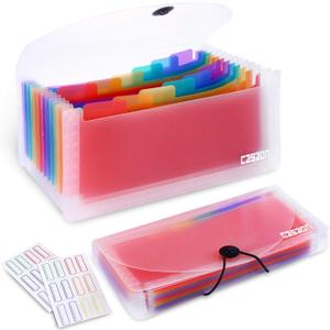 2 Pack 13-Pockets Expanding Accordion File Folder Mini Organizer Wallet for Storage Invoice/Receipt/Cards/Coupon/Tickets