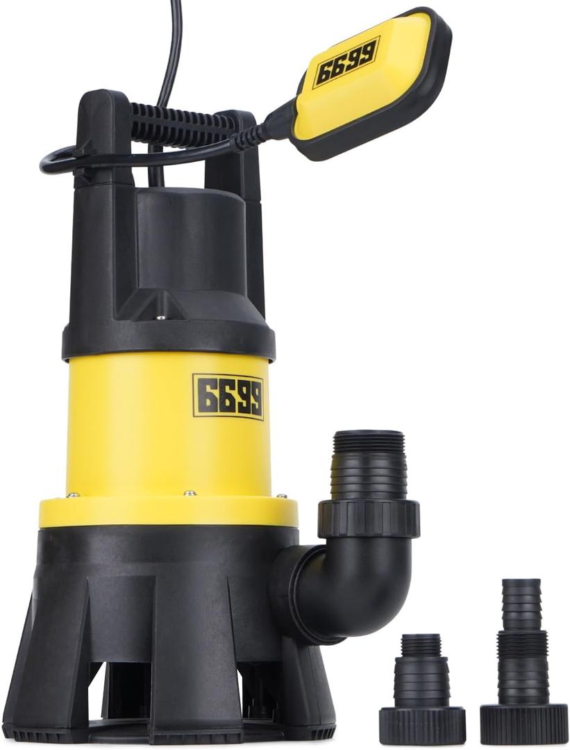 6000GPH Submersible Sump Pump with Float Switch1.5HP Sewage Effluent Pump with 16FT Power Cord for Pool Draining, Flooded House, Sump Pit, Pond Water Removal