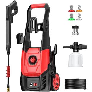 Electric Pressure Washer, 2.5 GPM Power Washer with 4 Quick Connect Nozzles & Foam Cannon, Portable High Pressure Washer Cleaning Machine for Cars Fences Driveways Patios